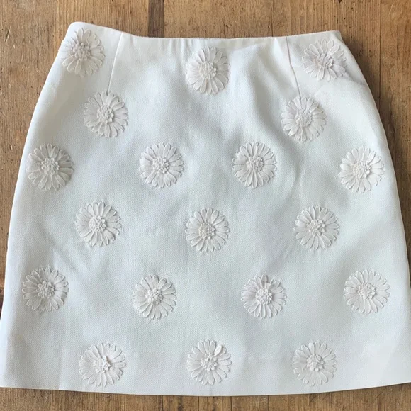 Valentino White Floral Silk Wool Mini Skirt - Picture 8 of 16